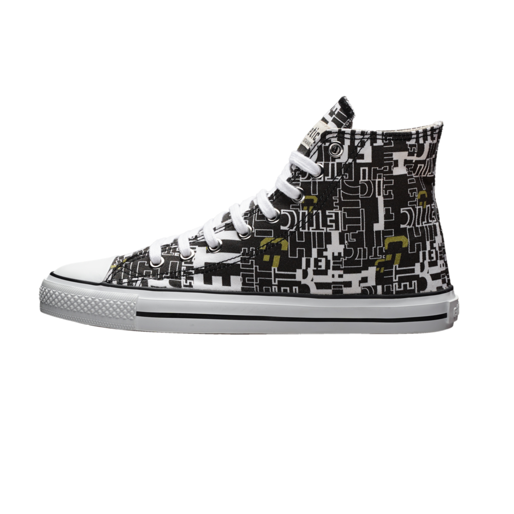 Fair Trainer White Cap Hi Cut Letters Black | Just White