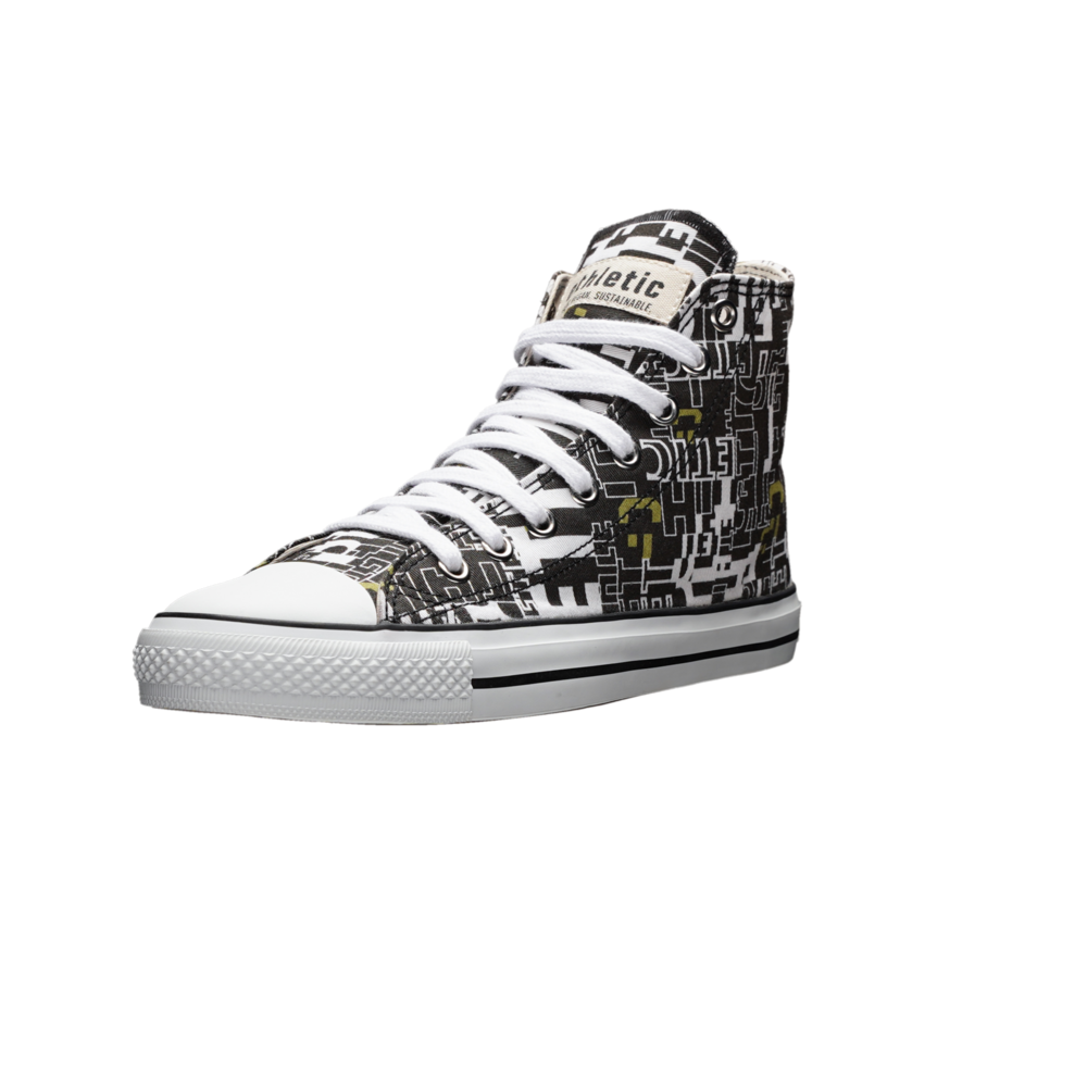 Fair Trainer White Cap Hi Cut Letters Black | Just White