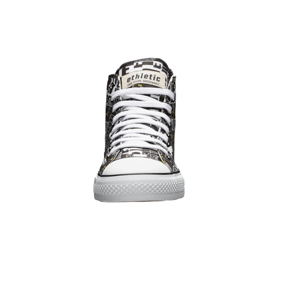 Fair Trainer White Cap Hi Cut Letters Black | Just White