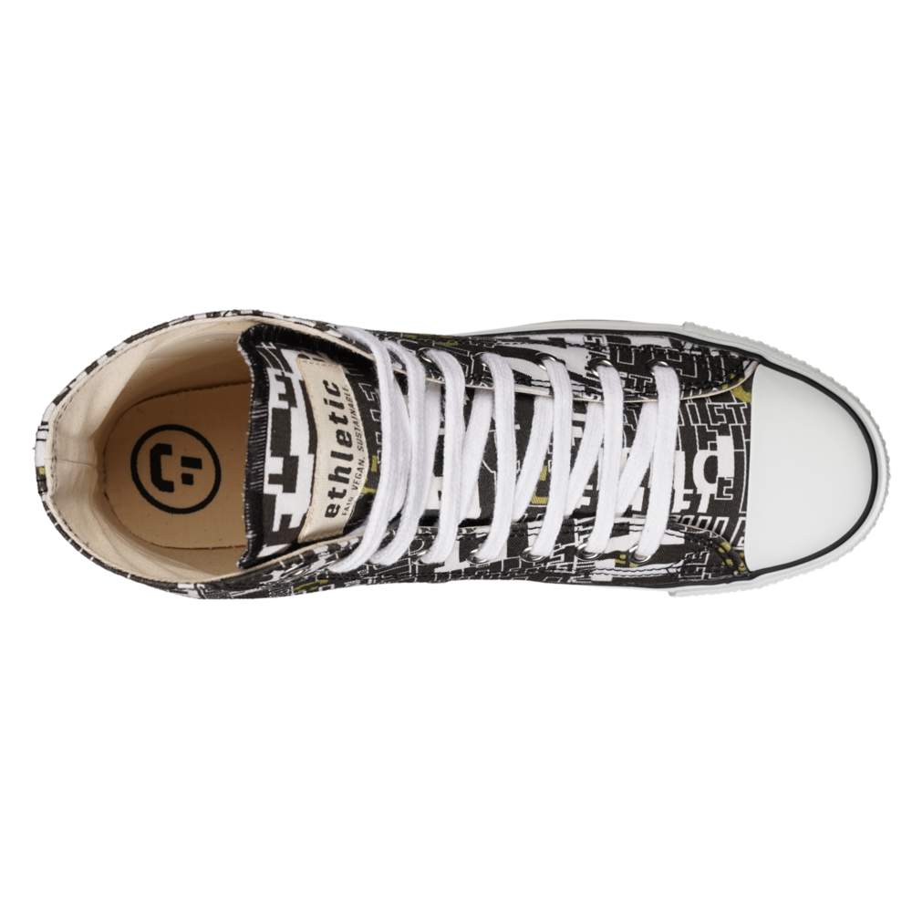 Fair Trainer White Cap Hi Cut Letters Black | Just White