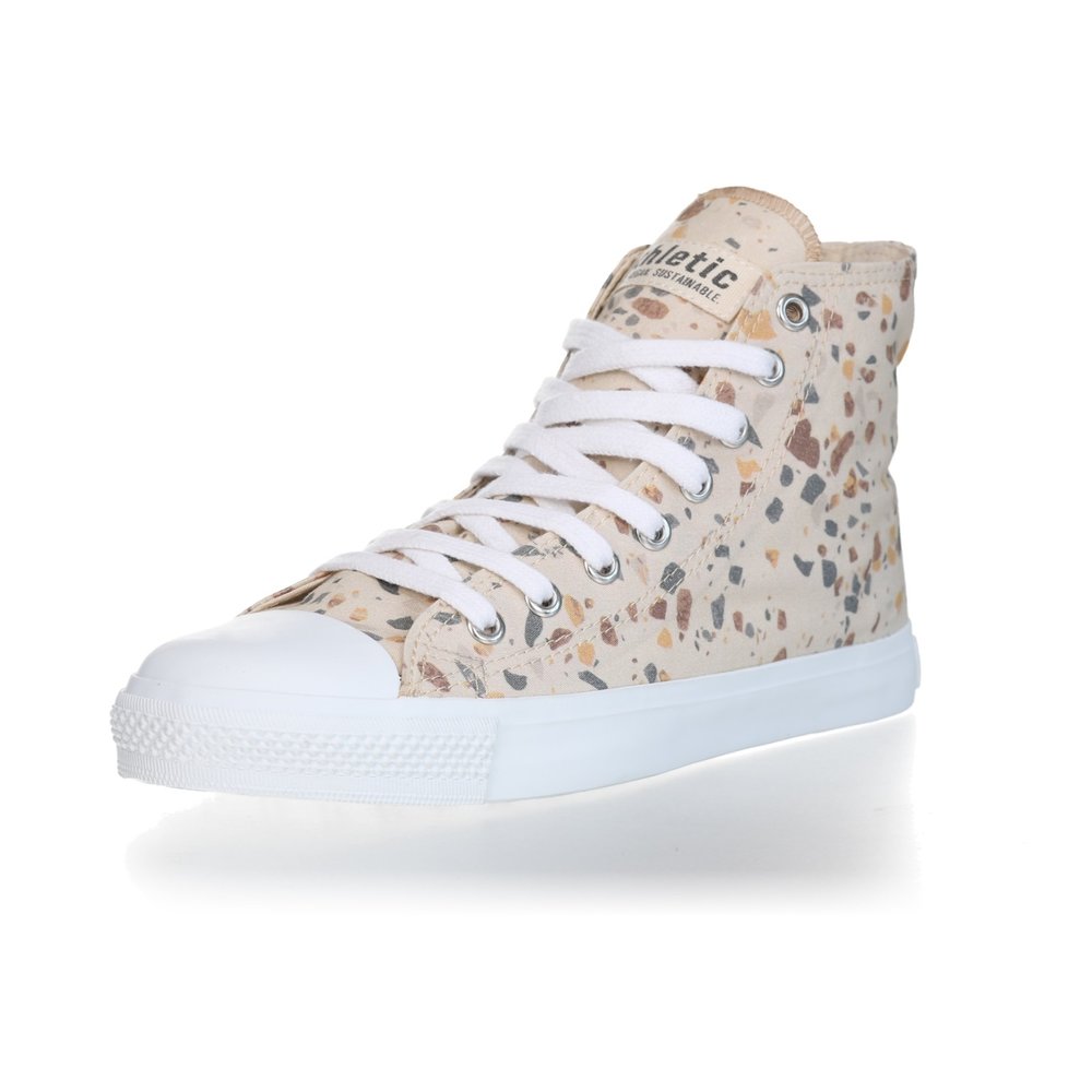 ETHLETIC Fair Trainer White Cap Hi Cut Collection 18 Terrazzo Caramel | Just White