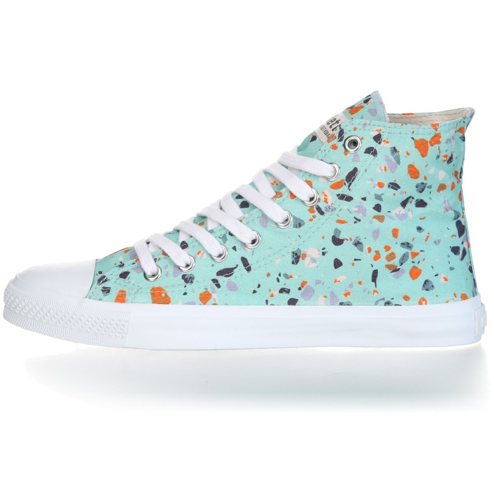 ETHLETIC Fair Trainer  White Cap Hi Cut Collection 18 Terrazzo Spearmint | Just White