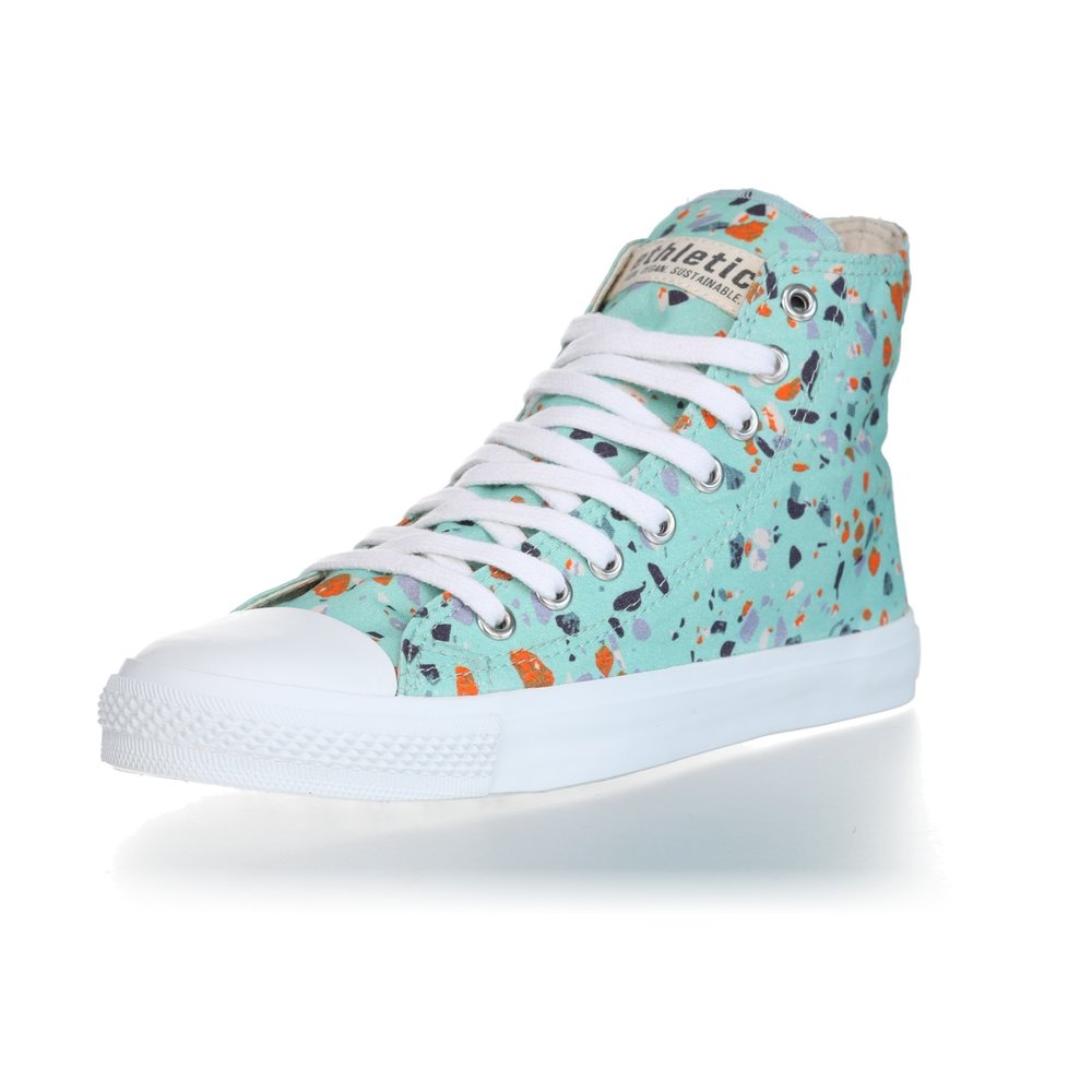 ETHLETIC Fair Trainer  White Cap Hi Cut Collection 18 Terrazzo Spearmint | Just White