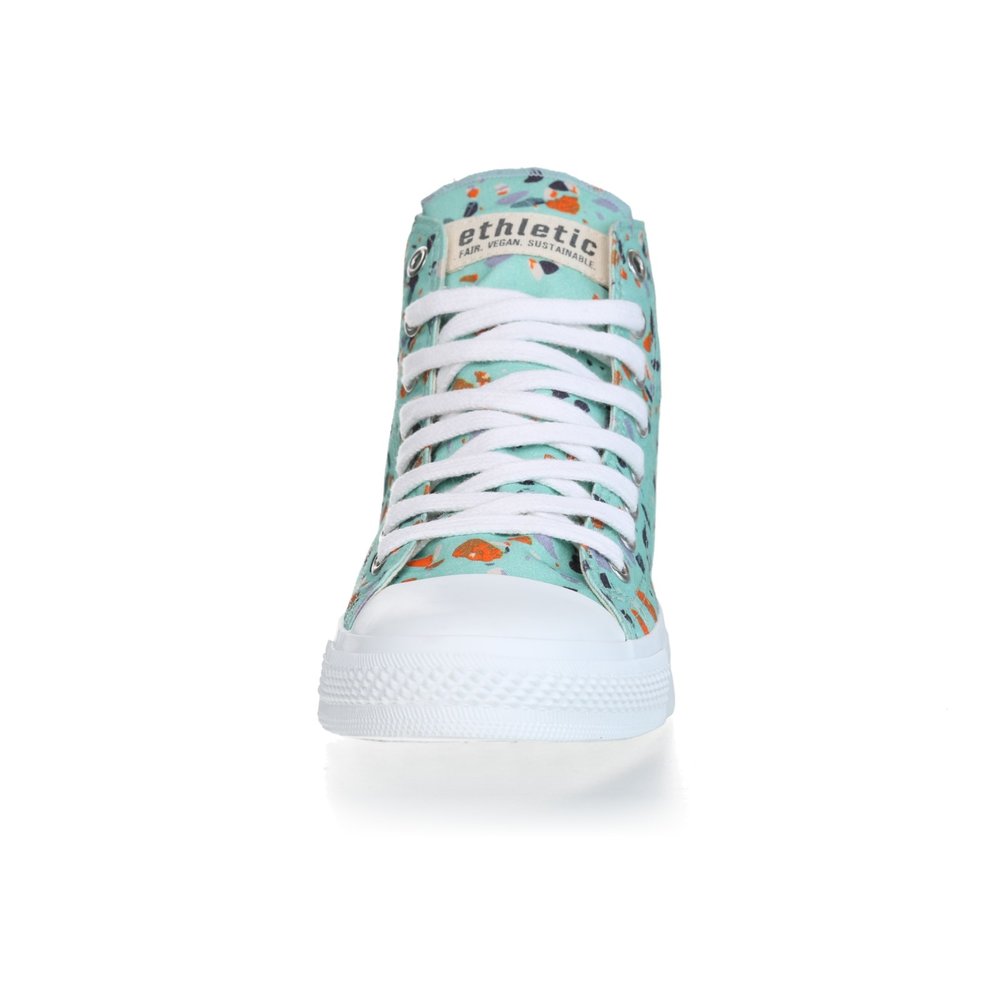 ETHLETIC Fair Trainer  White Cap Hi Cut Collection 18 Terrazzo Spearmint | Just White