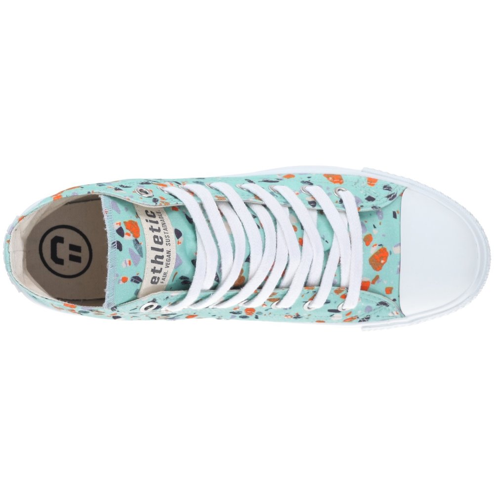 ETHLETIC Fair Trainer  White Cap Hi Cut Collection 18 Terrazzo Spearmint | Just White