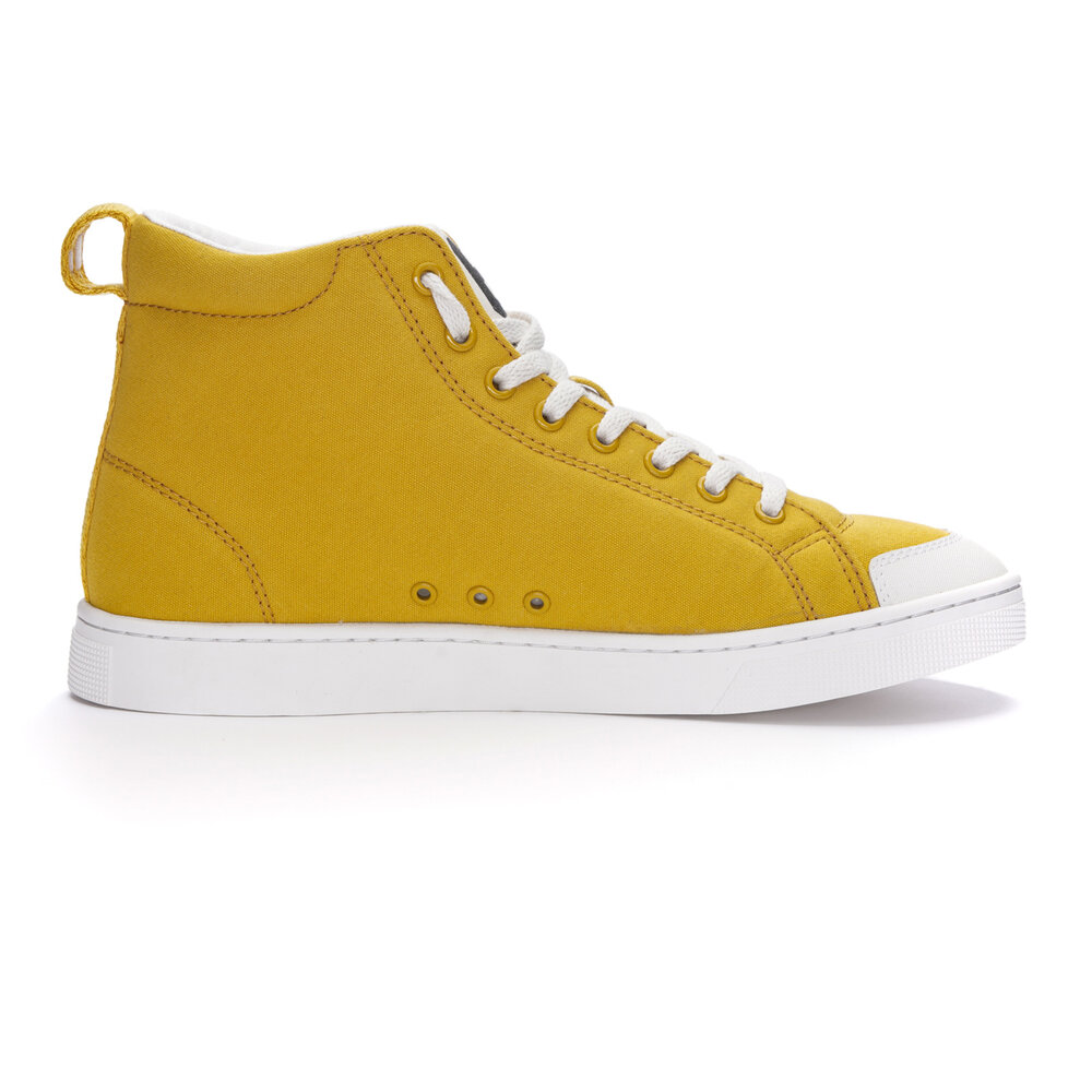 ETHLETIC Fair Trainer Active Hi Cut Mustard Yellow | Just White
