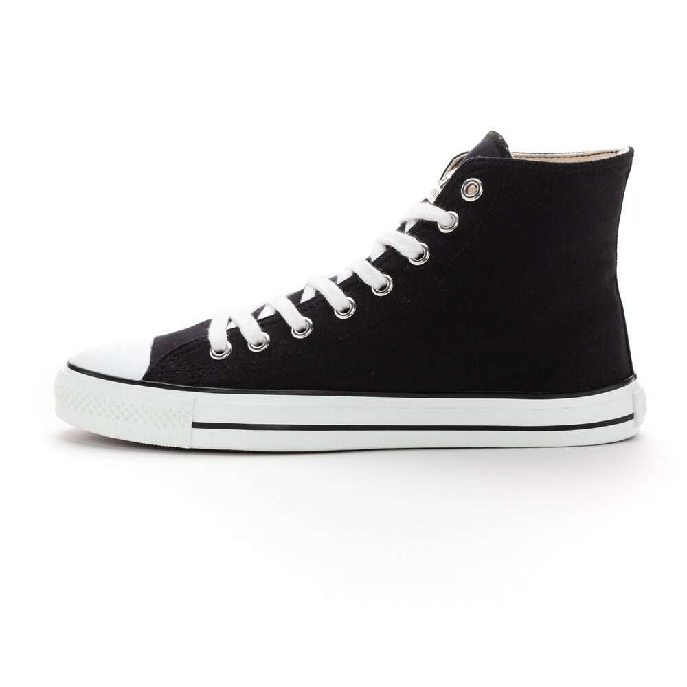 ETHLETIC Fair Trainer White Cap Hi Cut Jet Black | Just White