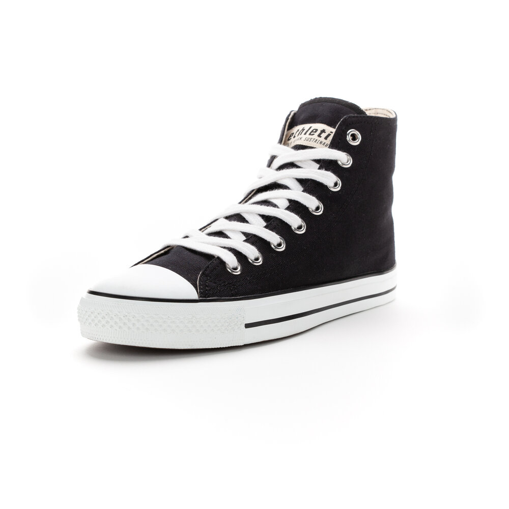 ETHLETIC Fair Trainer White Cap Hi Cut Jet Black | Just White