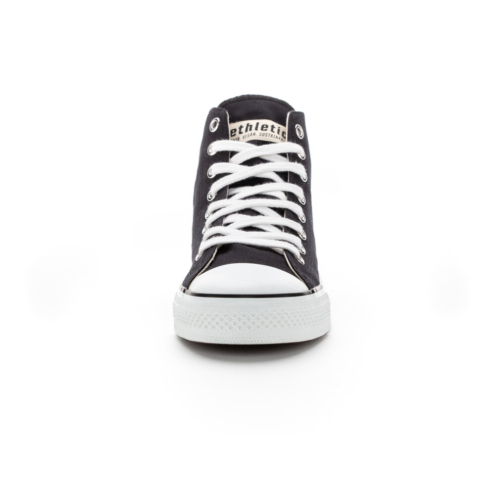 ETHLETIC Fair Trainer White Cap Hi Cut Jet Black | Just White