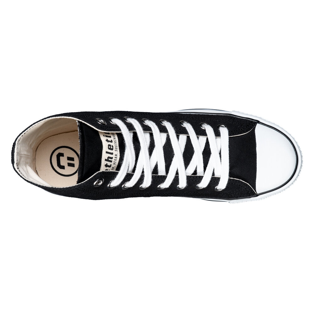 ETHLETIC Fair Trainer White Cap Hi Cut Jet Black | Just White
