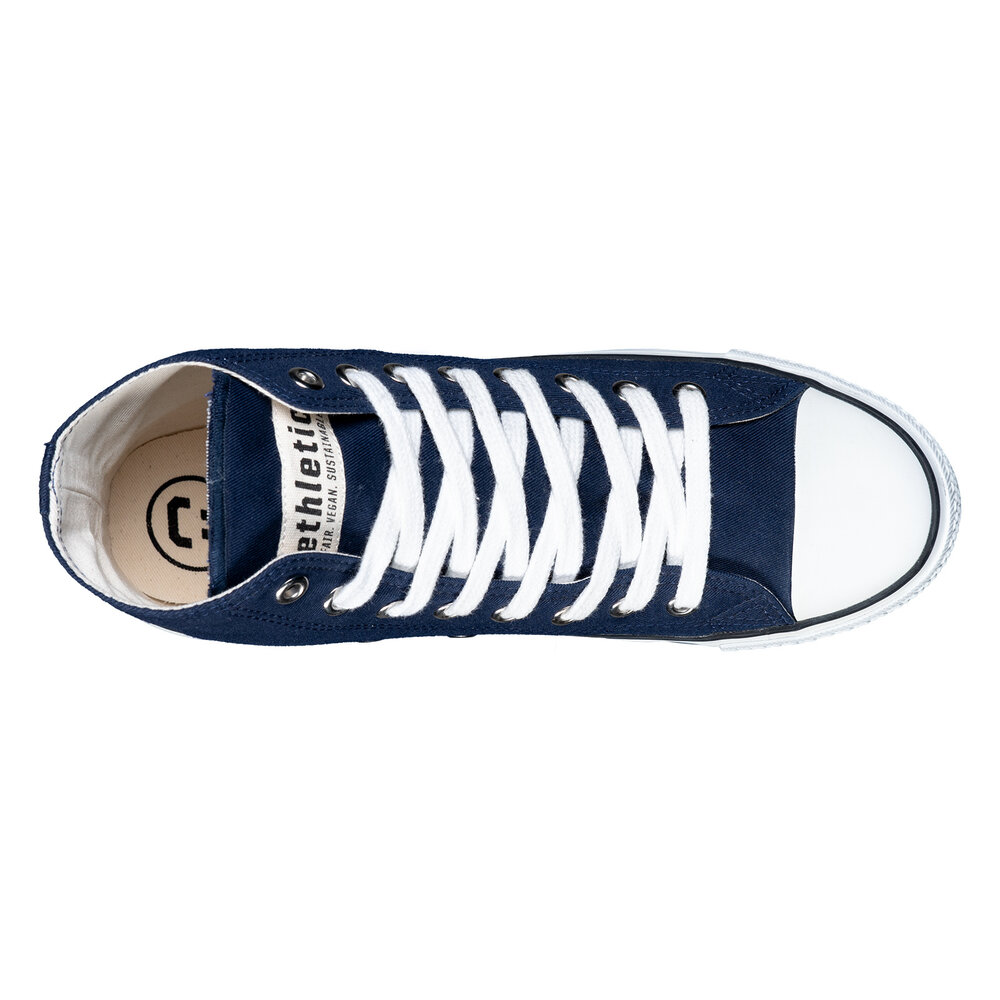 ETHLETIC Fair Trainer White Cap Hi Cut Ocean Blue | Just White