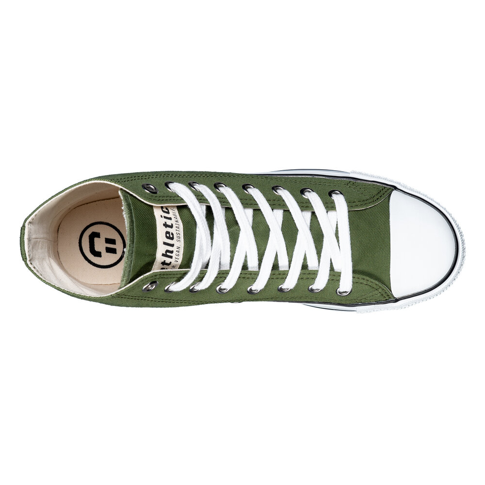 ETHLETIC Fair Trainer White Cap Hi Cut Camping Green | Just White