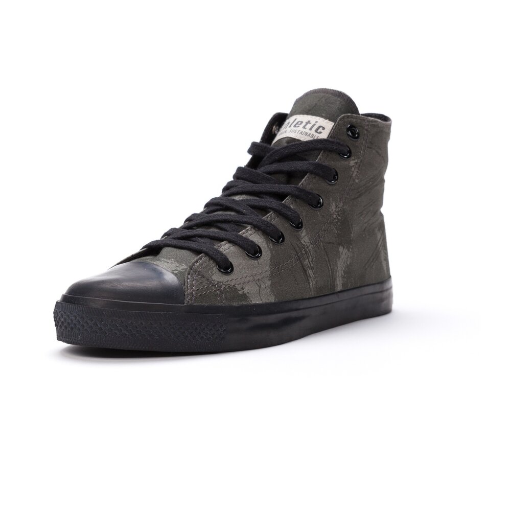 ETHLETIC Fair Trainer Black Cap Hi Cut Dove Camo Olive | Jet Black