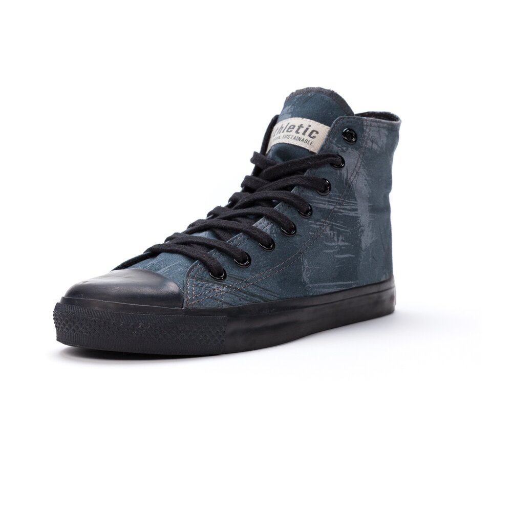 ETHLETIC Fair Trainer Black Cap Hi Cut Dove Camo Indigo | Jet Black