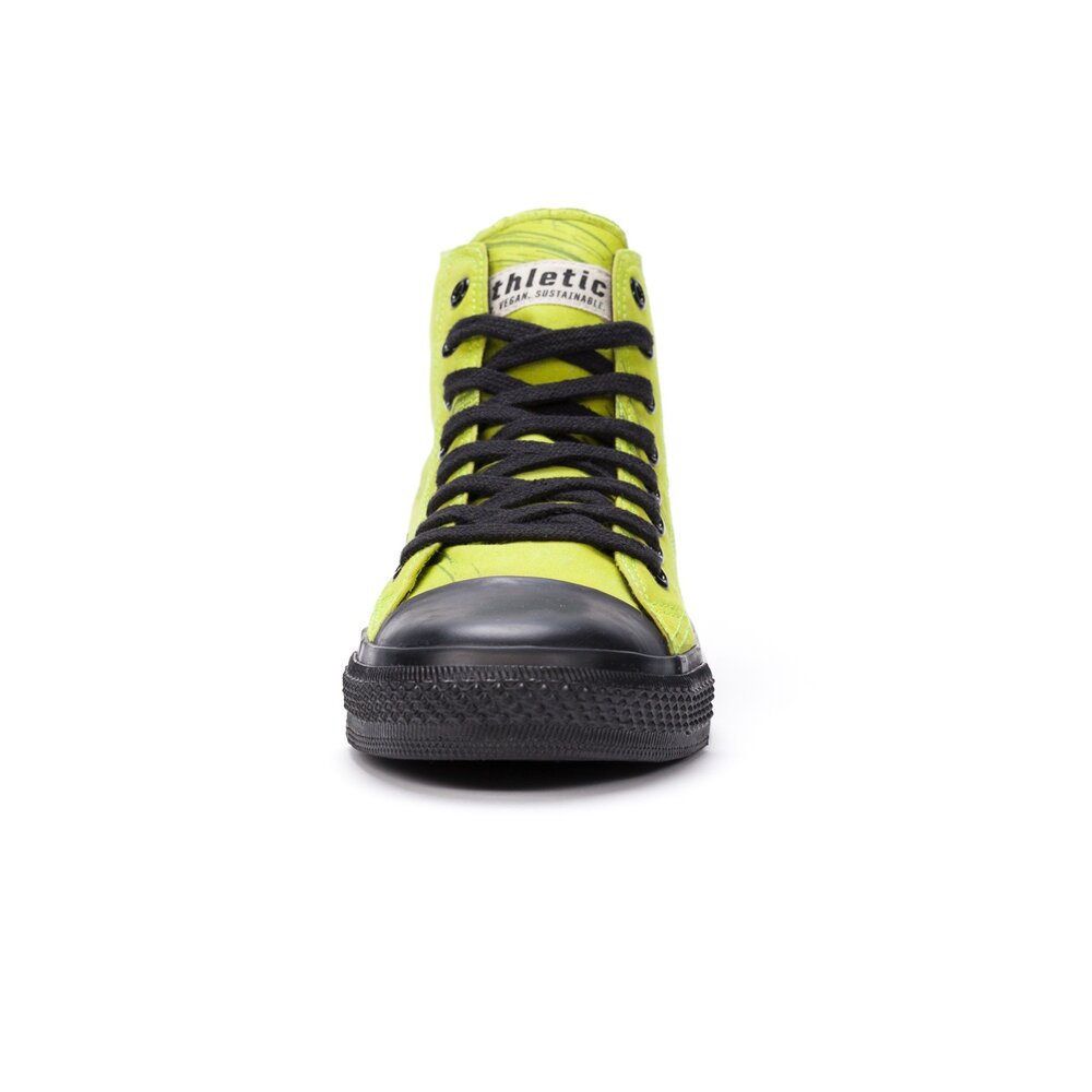 ETHLETIC Fair Trainer Black Cap Hi Cut Dove Camo Neon Lime | Jet Black