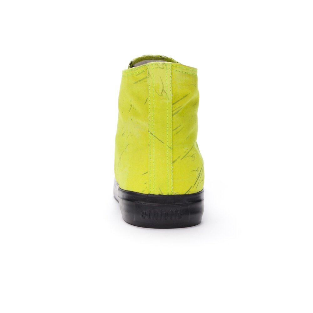 ETHLETIC Fair Trainer Black Cap Hi Cut Dove Camo Neon Lime | Jet Black
