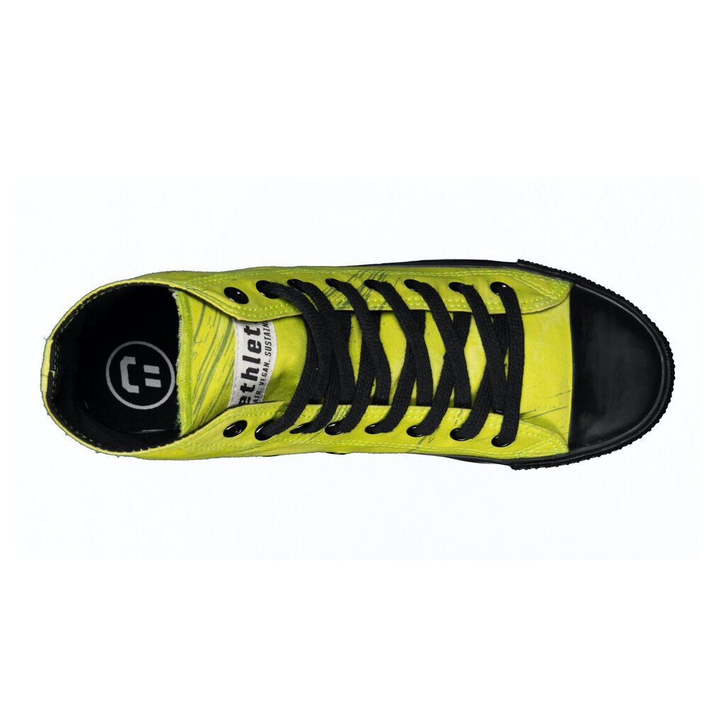 ETHLETIC Fair Trainer Black Cap Hi Cut Dove Camo Neon Lime | Jet Black