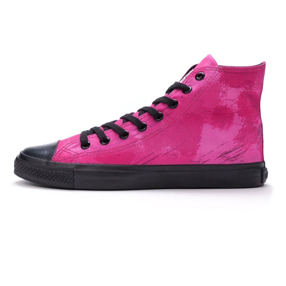 ETHLETIC Fair Trainer Black Cap Hi Cut Dove Camo Neon Beetroot | Jet Black