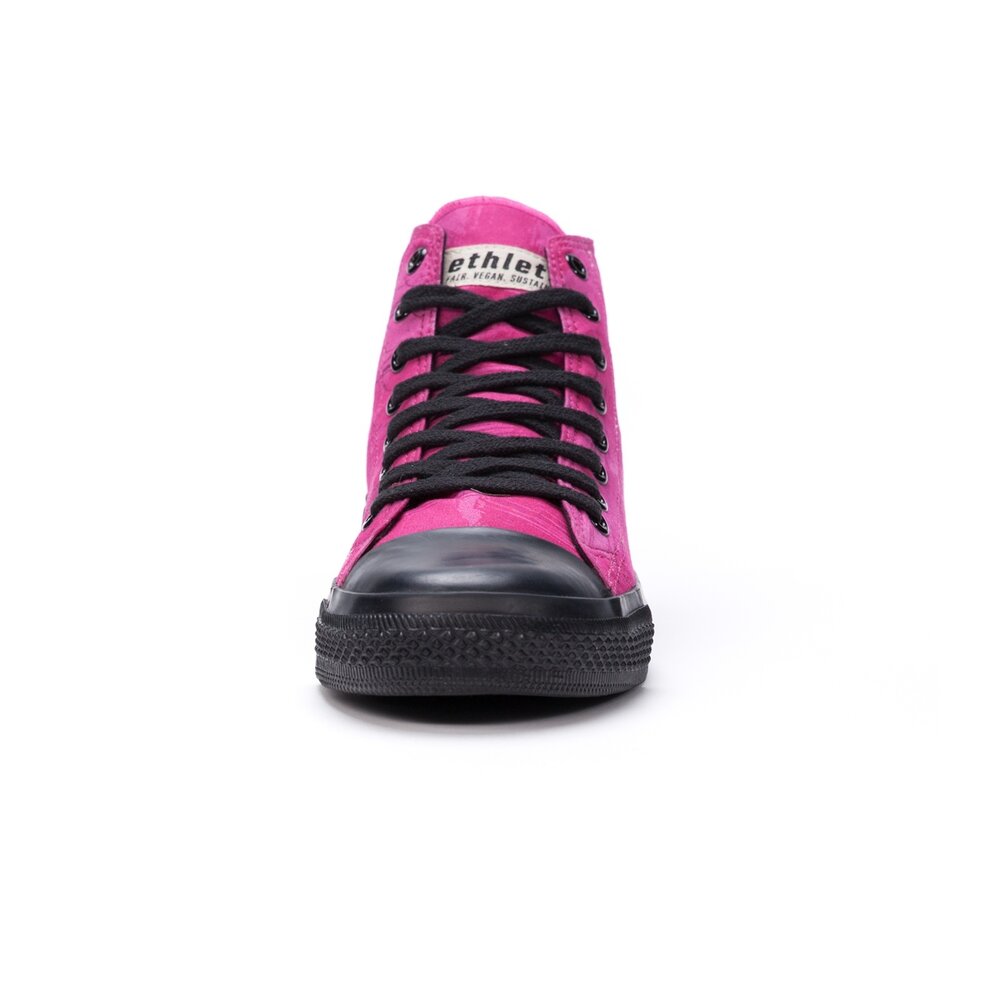 ETHLETIC Fair Trainer Black Cap Hi Cut Dove Camo Neon Beetroot | Jet Black