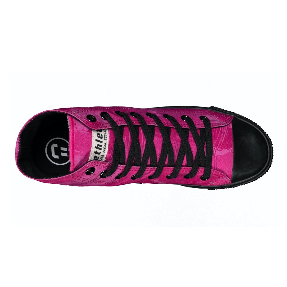 ETHLETIC Fair Trainer Black Cap Hi Cut Dove Camo Neon Beetroot | Jet Black