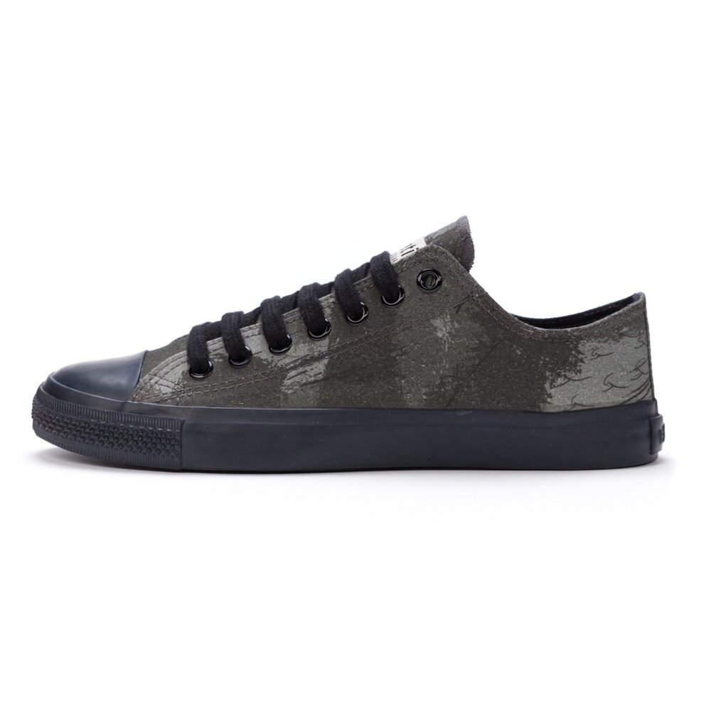 ETHLETIC Fair Trainer Black Cap Lo Cut Dove Camo Olive | Jet Black