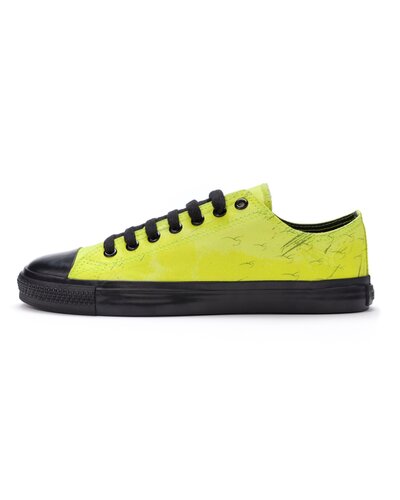 ETHLETIC Fair Trainer Black Cap Lo Cut Dove Camo Neon Lime | Jet Black