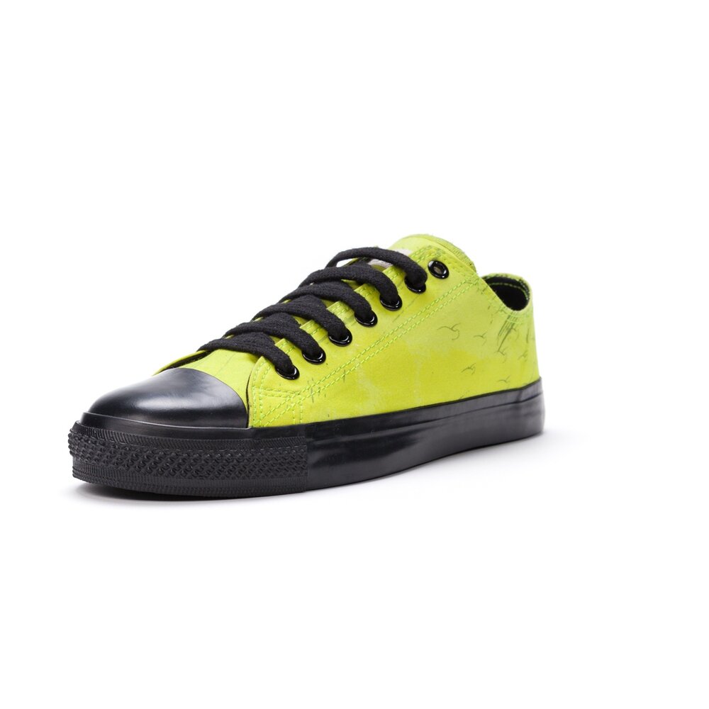 ETHLETIC Fair Trainer Black Cap Lo Cut Dove Camo Neon Lime | Jet Black