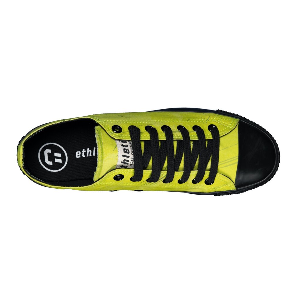 ETHLETIC Fair Trainer Black Cap Lo Cut Dove Camo Neon Lime | Jet Black