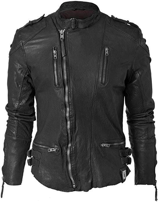 Tigha Harry leren jacket, zwart