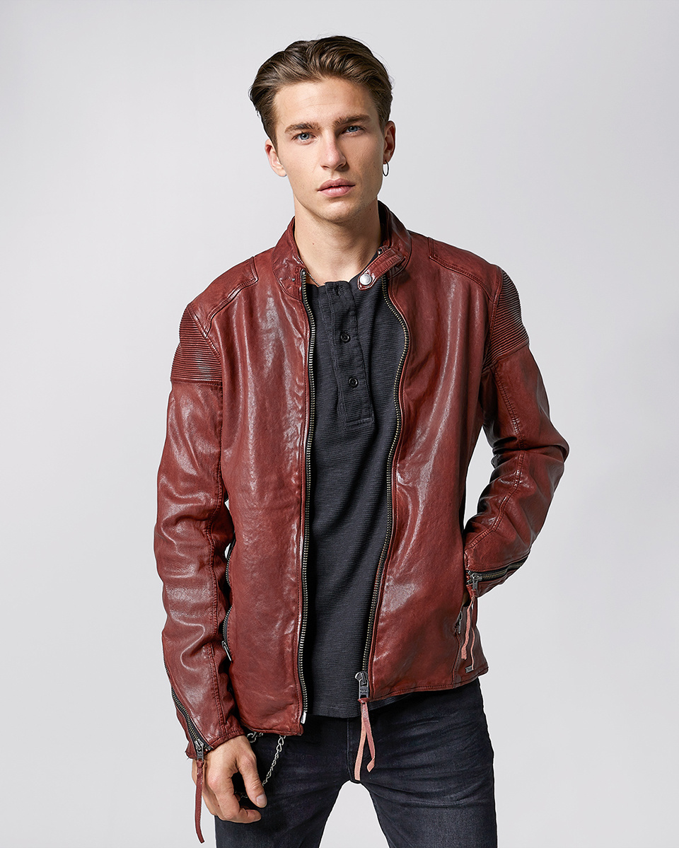 Tigha Tussenjas  leder jacket, donkerrood