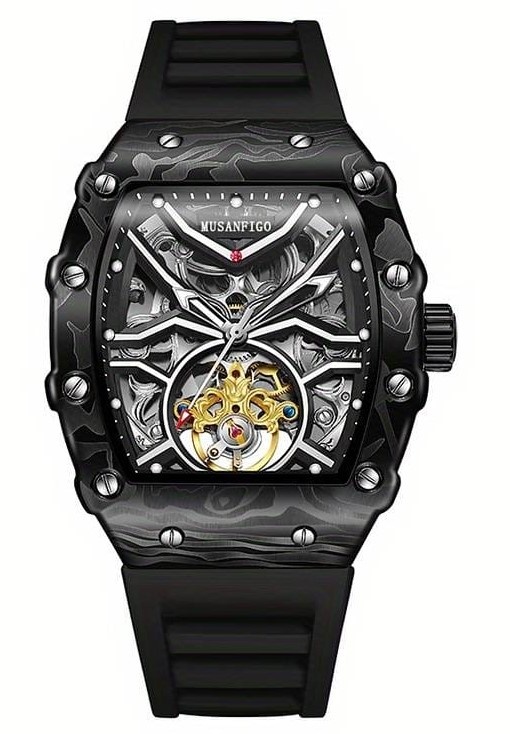 Reign Commodus Automatic Skeleton Horloge, zwart