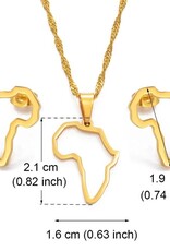 Stijlvolle 18K Vergulde Roestvrij staal Afrika kaart Dames sieradenset, goudkleurig