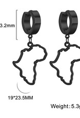 Omolola Stainless Steel Ladies Earrings Africa Map, black