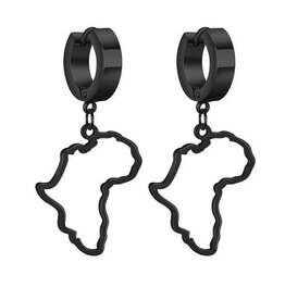 Omolola Stainless Steel Ladies Earrings Africa Map, black