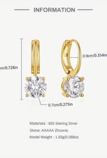 Amore Women's Round Earrings 18K Gold Plated with Inlaid Zirconia, Gold