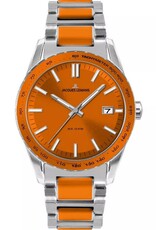 Jacques Lemans Men's Quartz watch, silver/orange