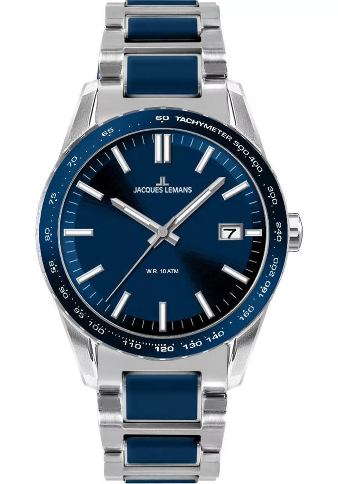 Jacques Lemans Men's Quartz watch, silver/blue