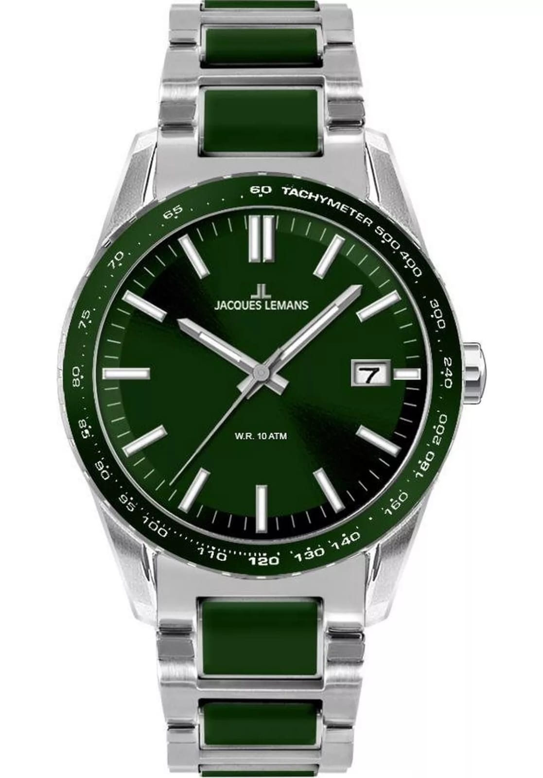 Jacques Lemans Men's Quartz watch, silver/green