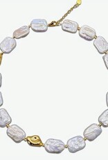 Trendy Women's Flat Baroque Freshwater Pearl Necklace, White