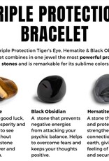 Beautiful Unisex Triple Protection Bracelet Tiger Eye Stone, Black