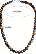 Triple Unisex Protection Necklace Tiger Eye Stone, Black