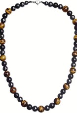 Triple Unisex Protection Necklace Tiger Eye Stone, Black