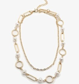 SOHI EVERLY parel ketting, goudkleurig