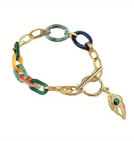 Amore Colorful Link Bracelet, gold colored