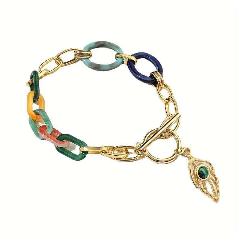 Amore Colorful Women's Link Bracelet, Gold Colored
