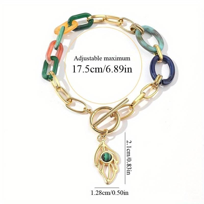 Amore Colorful Women's Link Bracelet, Gold Colored