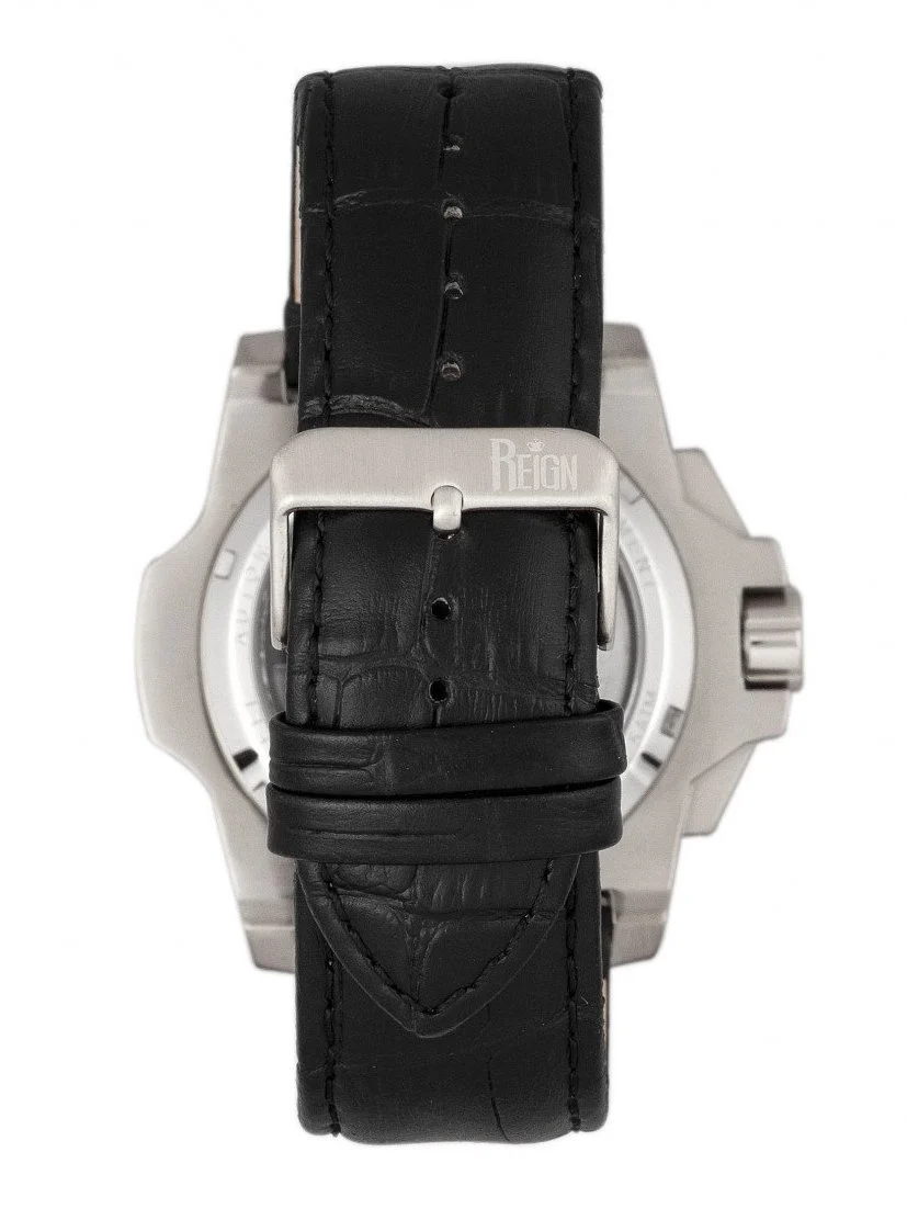 Reign Commodus Automatic Skeleton Men's Watch, Black/Silver