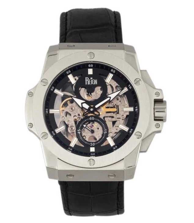 Reign Commodus Automatic Skeleton Men's Watch, Black/Silver