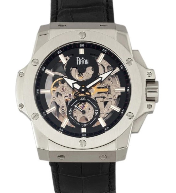 Reign Commodus Automatic Skeleton herenhorloge, zwart/zilver