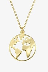 Omalola 18K Gold Plated Stainless Steel World Map Women's Necklace, GoldColoured